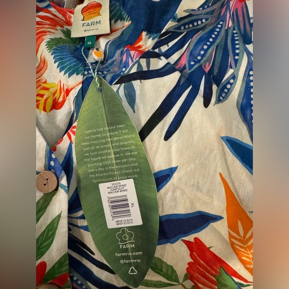 FARM Rio womens Macaw Wind Linen-Blend Jumpsuit, Size XL - Picture 4 of 4